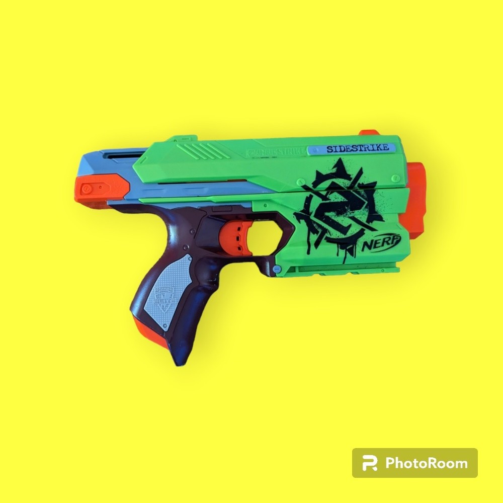 Nerf Zombie Strike Sidestrike Blaster Green Orange Toy Gun Tested Works! 2013